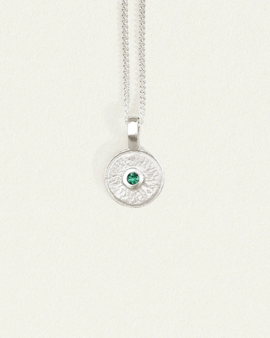 Temple Of The Sun - Mina Emerald Necklace - Silver