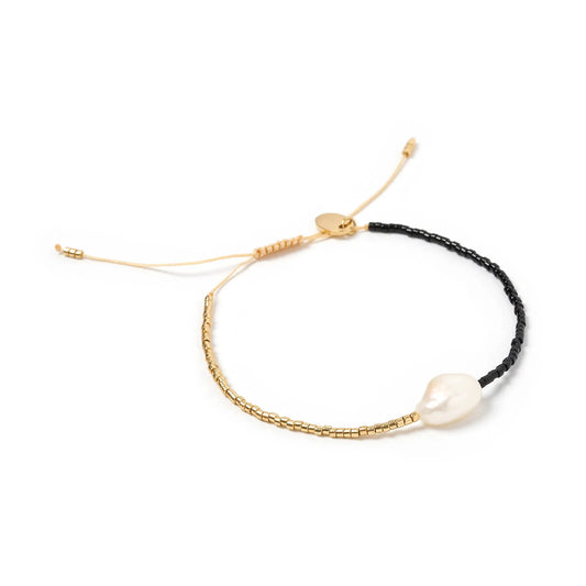 Arms Of Eve - Matilda Pearl and Glass Beaded Bracelet - Black