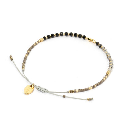 Arms Of Eve - Pia Crystal Beaded Bracelet - Black Onyx & Rutilated Quartz