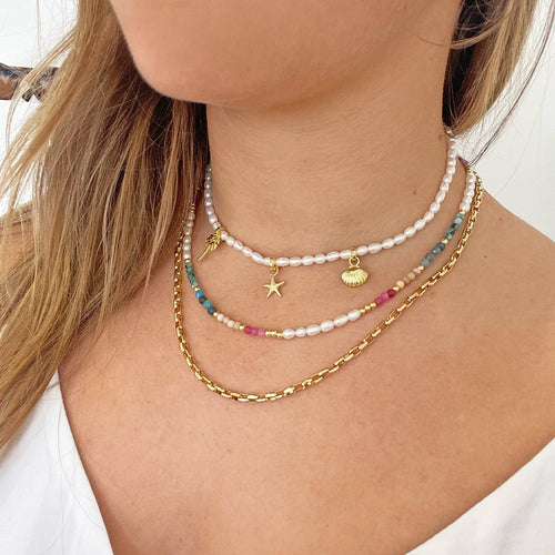 Arms Of Eve - Moana Gemstone & Pearl Necklace - Gold