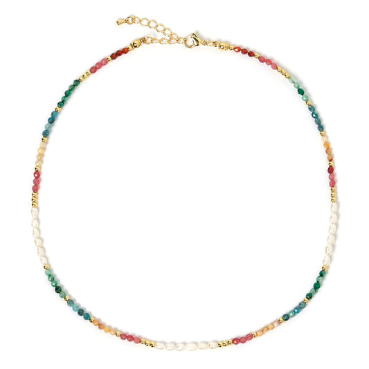 Arms Of Eve - Moana Gemstone & Pearl Necklace - Gold