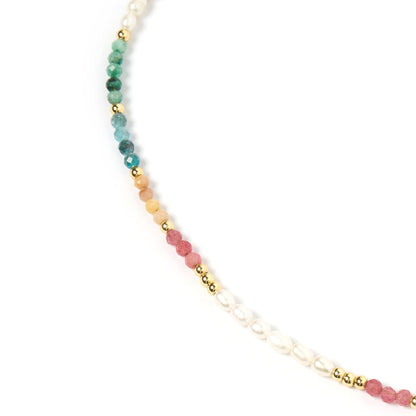Arms Of Eve - Moana Gemstone & Pearl Necklace - Gold