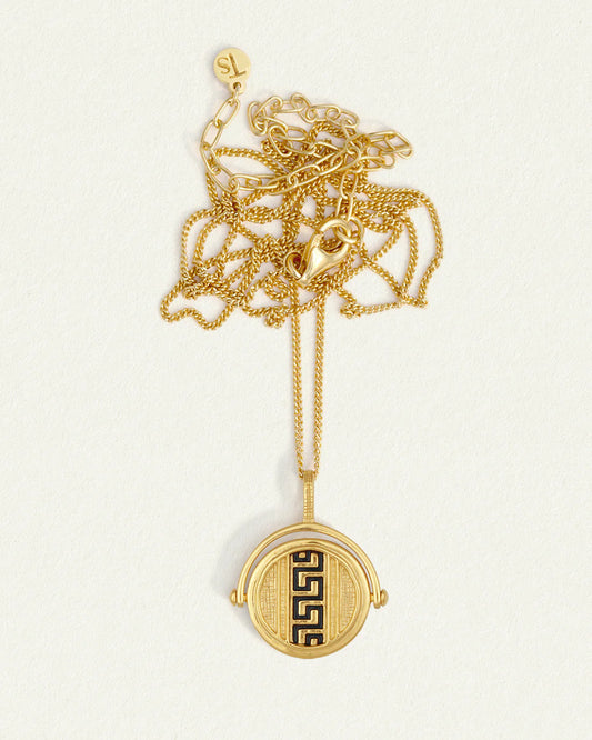 Temple Of The Sun - Meander Spinner Necklace - Gold