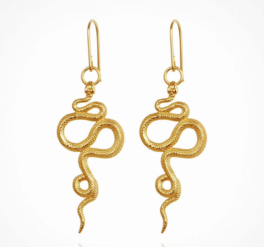 Temple Of The Sun - Snake Earrings - Gold