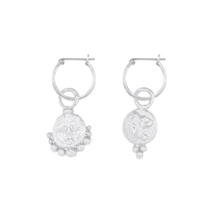 Cleopatra's Bling - Gorgoneion Lion Hoops - Silver