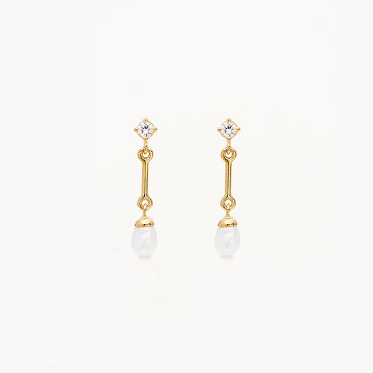 By Charlotte - Embrace Stillness Pearl Drop Earrings - Gold