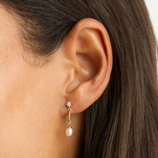 By Charlotte - Embrace Stillness Pearl Drop Earrings - Gold