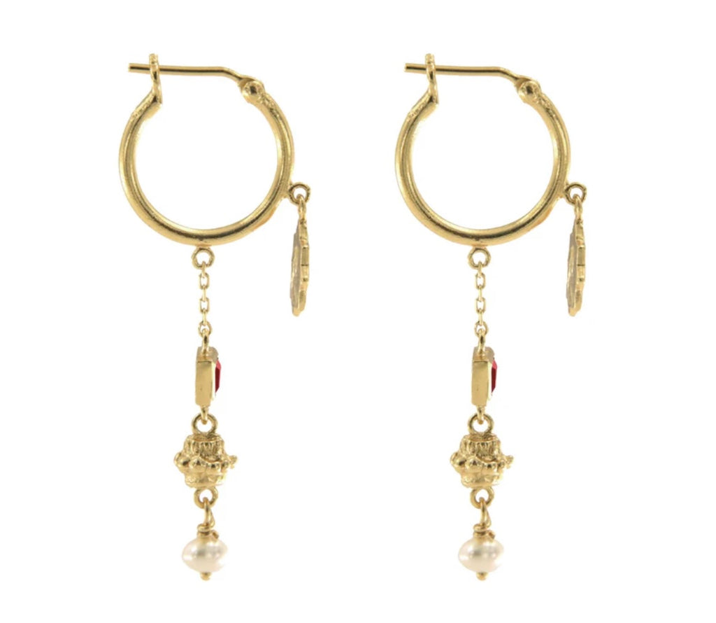 Cleopatra's Bling - Jeanne Earrings with Garnet - Gold