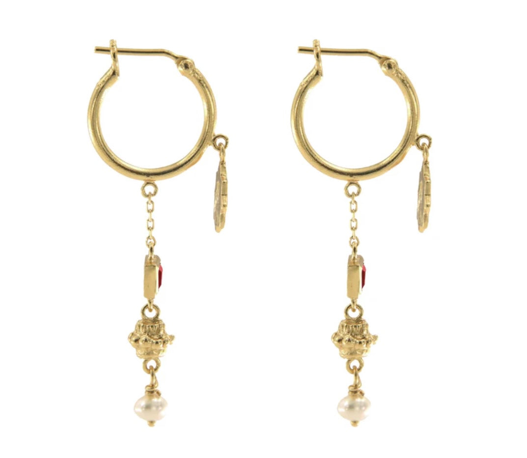Cleopatra's Bling - Jeanne Earrings with Garnet - Gold