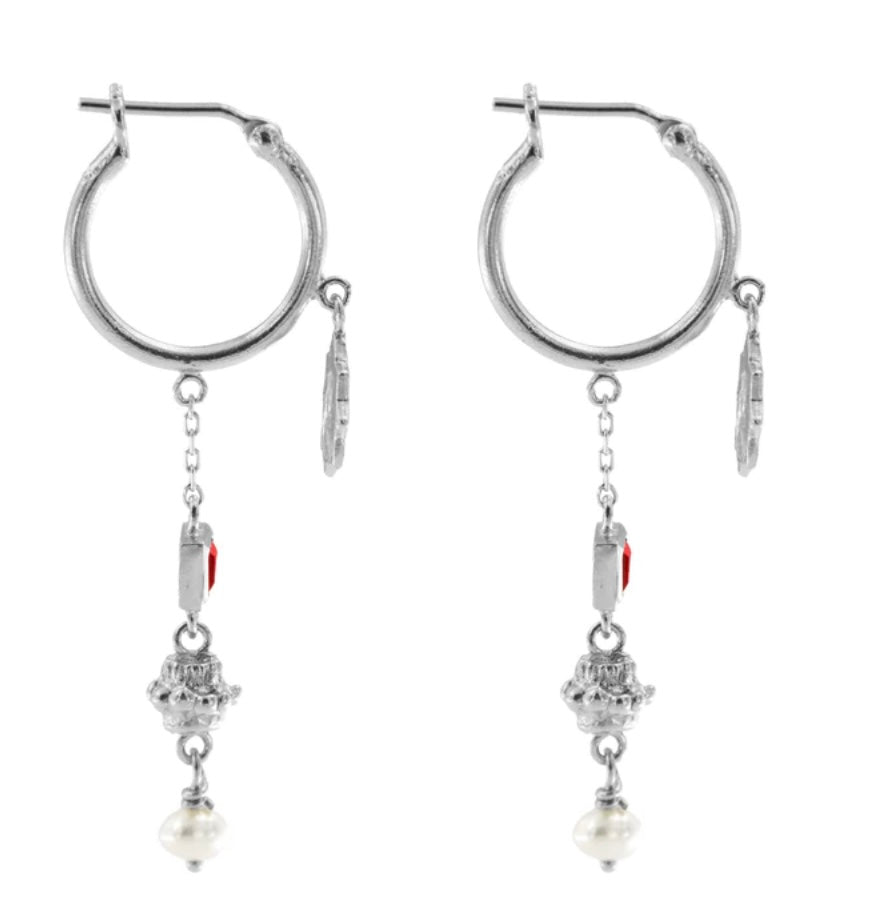 Cleopatra's Bling - Jeanne Earrings with Garnet - Silver