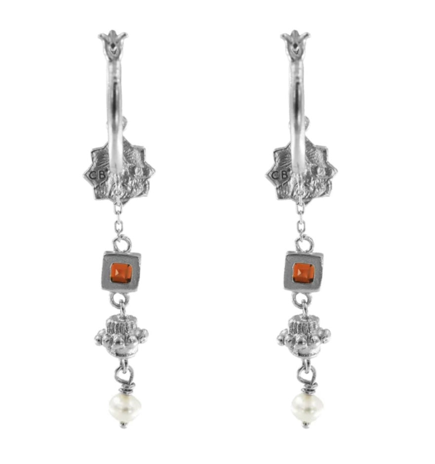 Cleopatra's Bling - Jeanne Earrings with Garnet - Silver