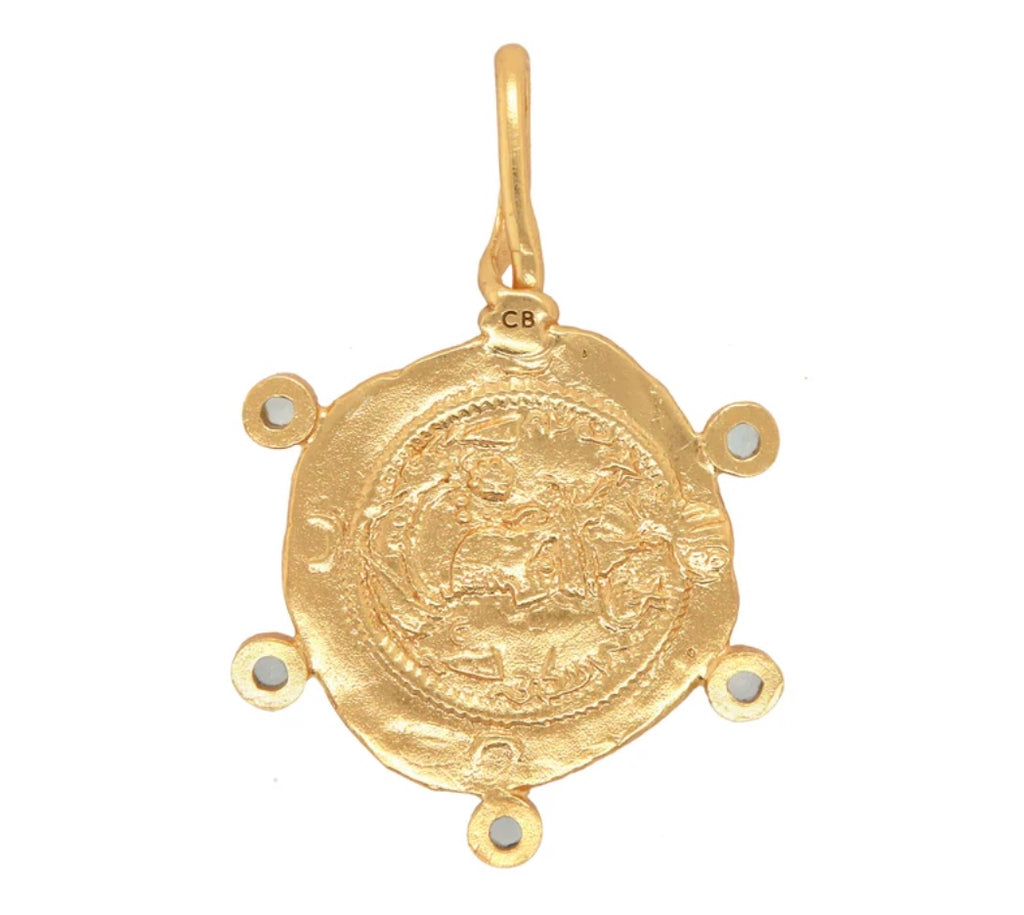 Cleopatra's Bling - Banu Pendant with Aquamarine - Gold