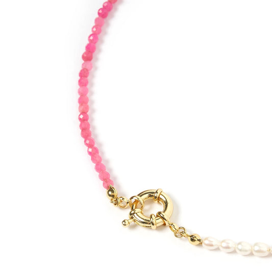 Arms of Eve - Suri Pearl & Gemstone Necklace - Pink Chaledony