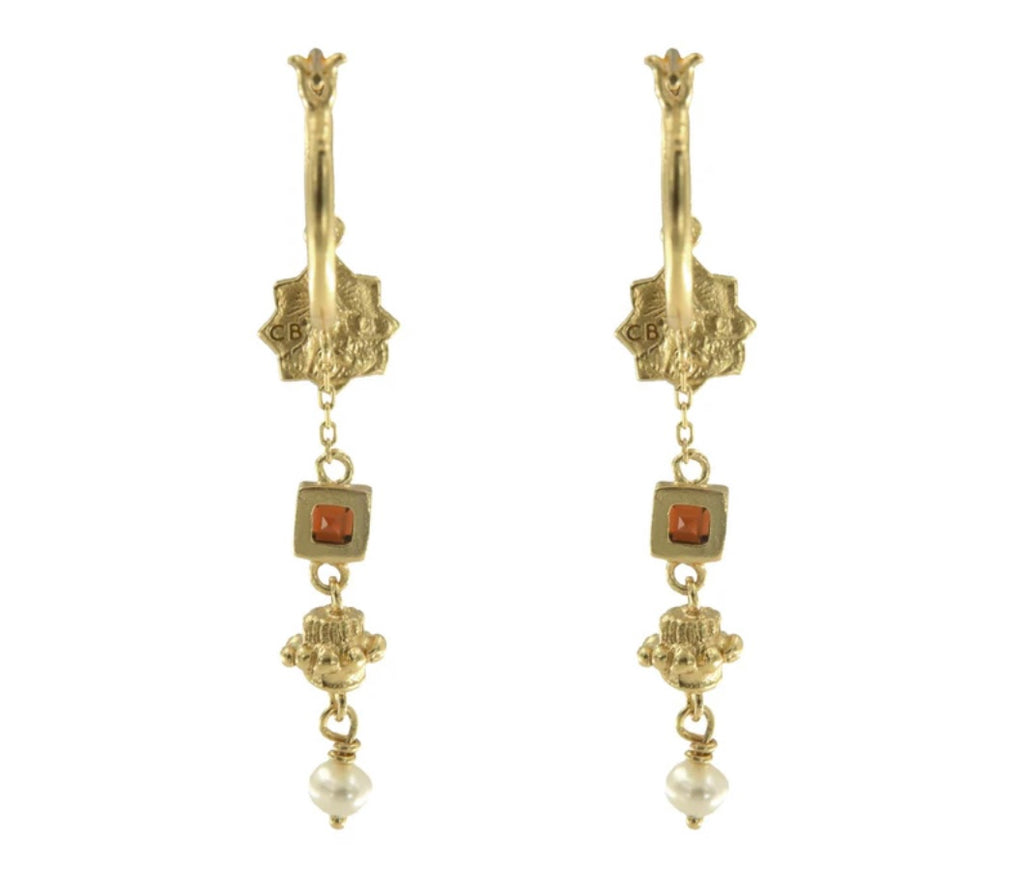 Cleopatra's Bling - Jeanne Earrings with Garnet - Gold