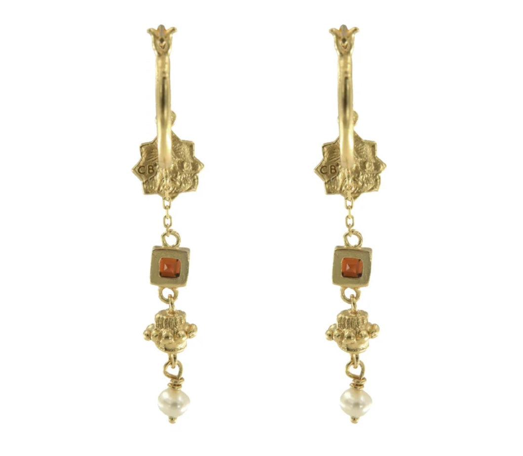 Cleopatra's Bling - Jeanne Earrings with Garnet - Gold
