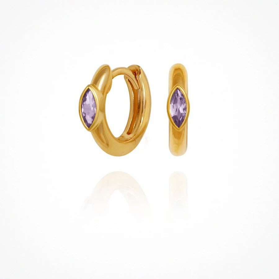 Temple Of The Sun - Chrysalis Earrings - Amethyst / Gold