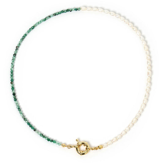 Arms of Eve - Suri Pearl & Gemstone Necklace - Green Spectrolite