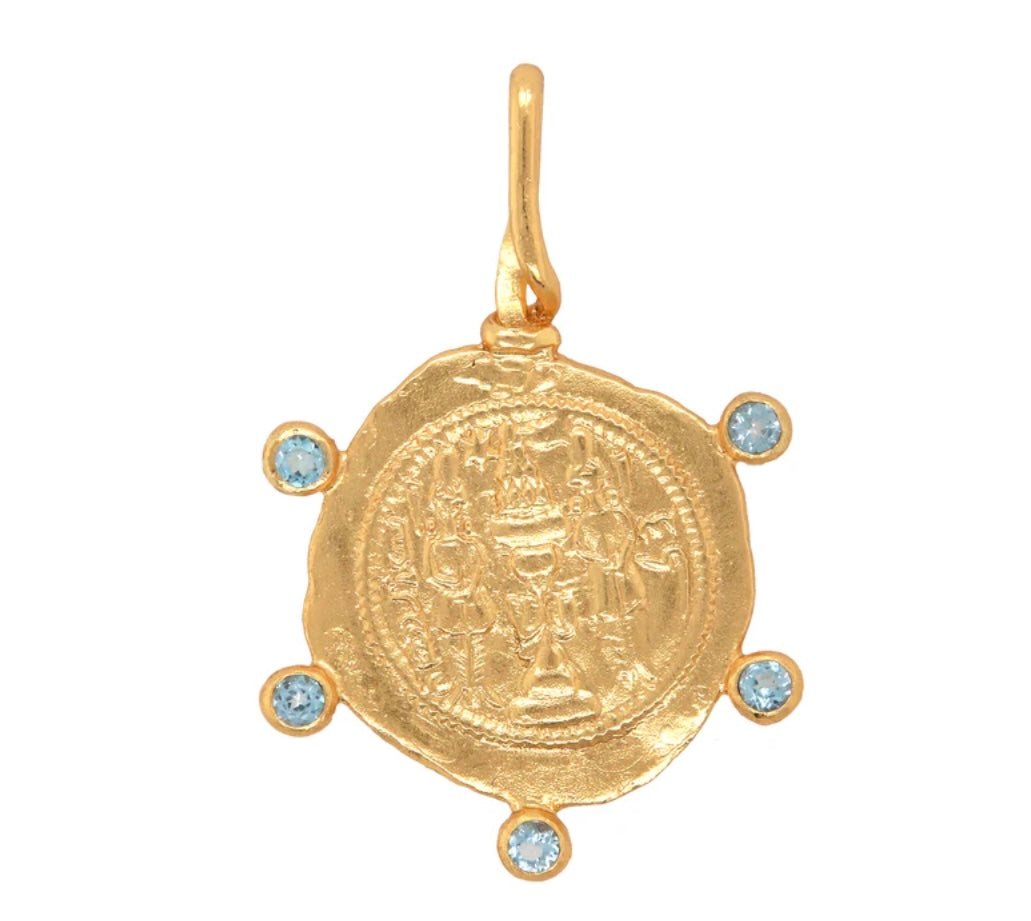 Cleopatra's Bling - Banu Pendant with Aquamarine - Gold