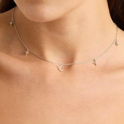 By Charlotte - To The Moon And Back Choker - Silver