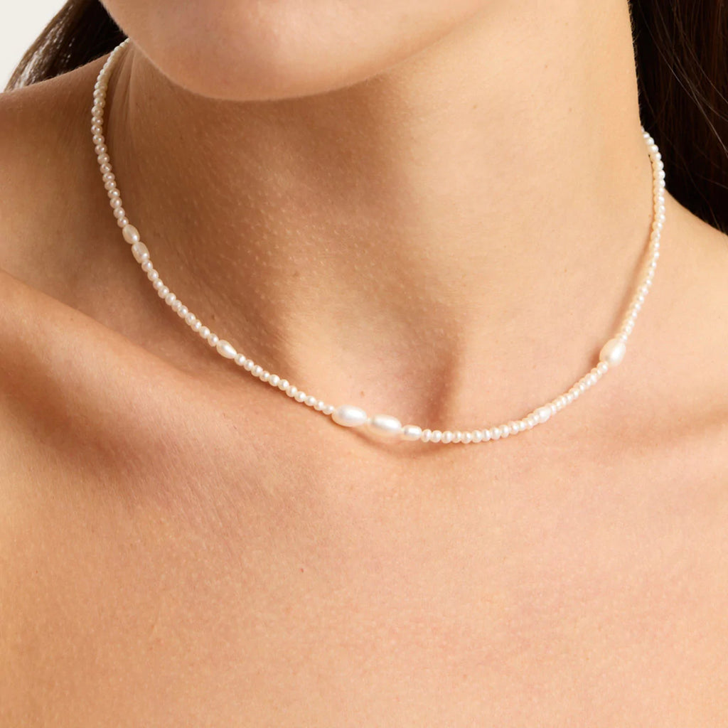 By Charlotte - Lunar Light Pearl Choker - Gold