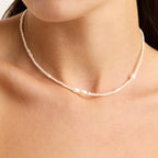 By Charlotte - Lunar Light Pearl Choker - Silver