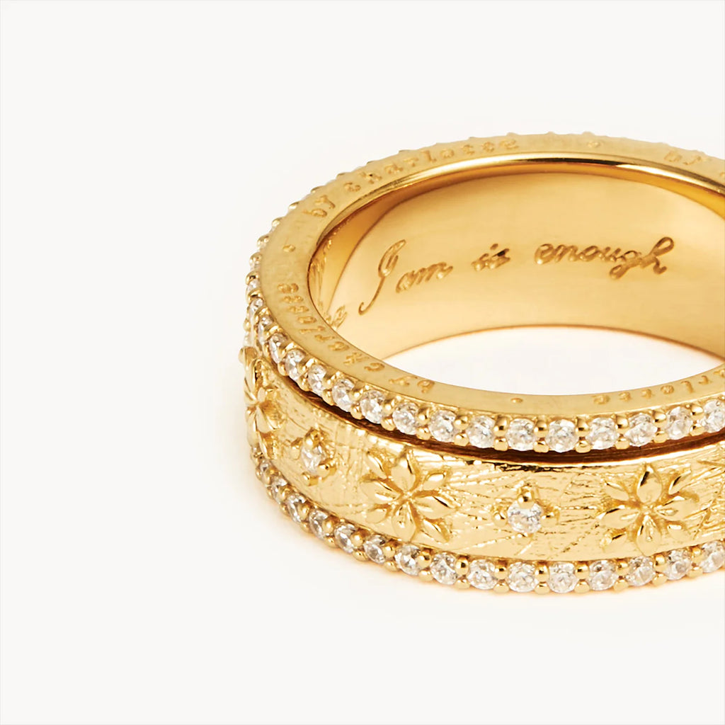 By Charlotte - I Am Enough Spinning Meditation Ring - Gold
