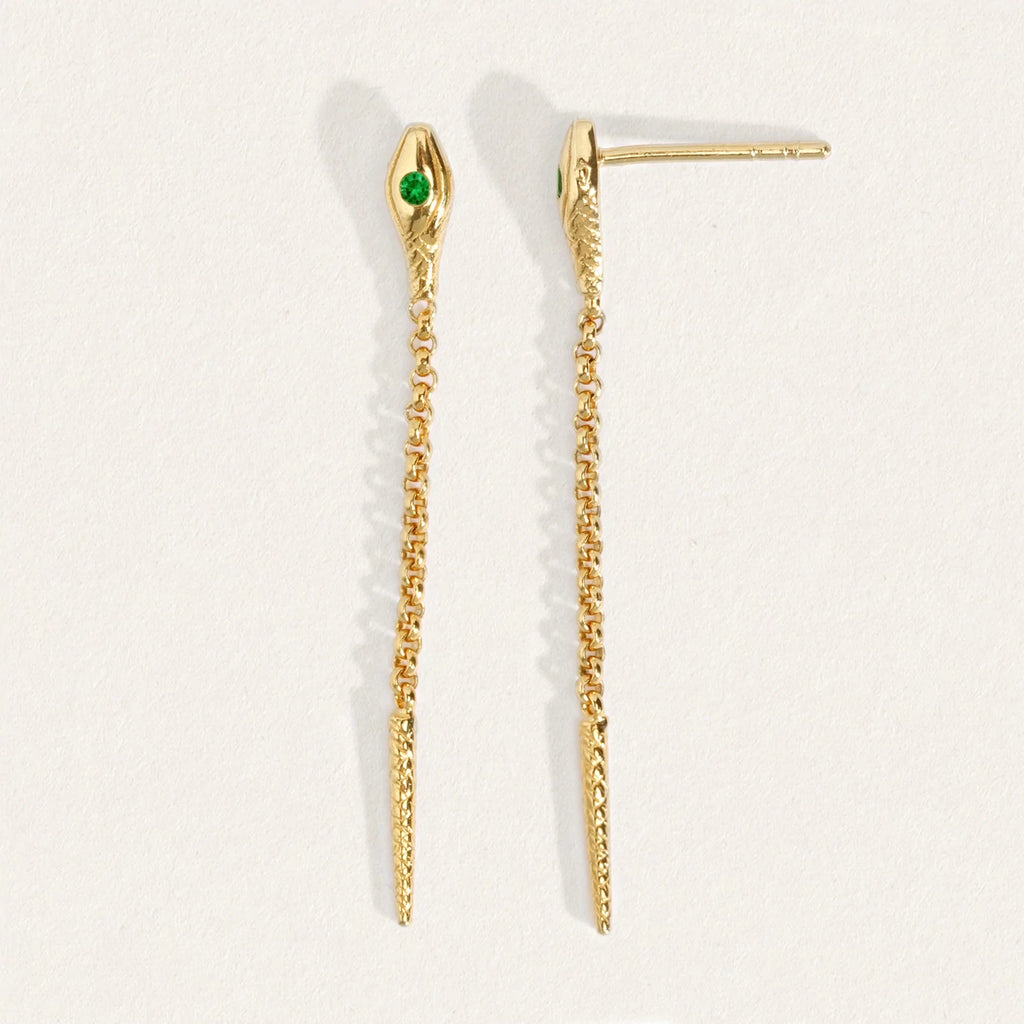 Temple Of The Sun - Althea Emerald Earrings - Gold