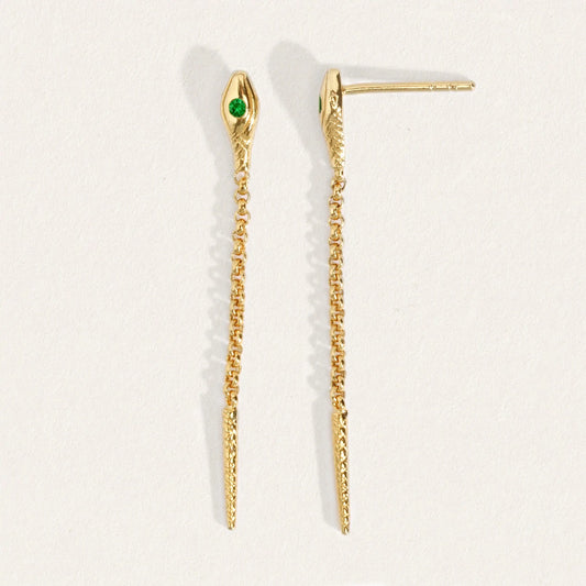 Temple Of The Sun - Althea Emerald Earrings - Gold