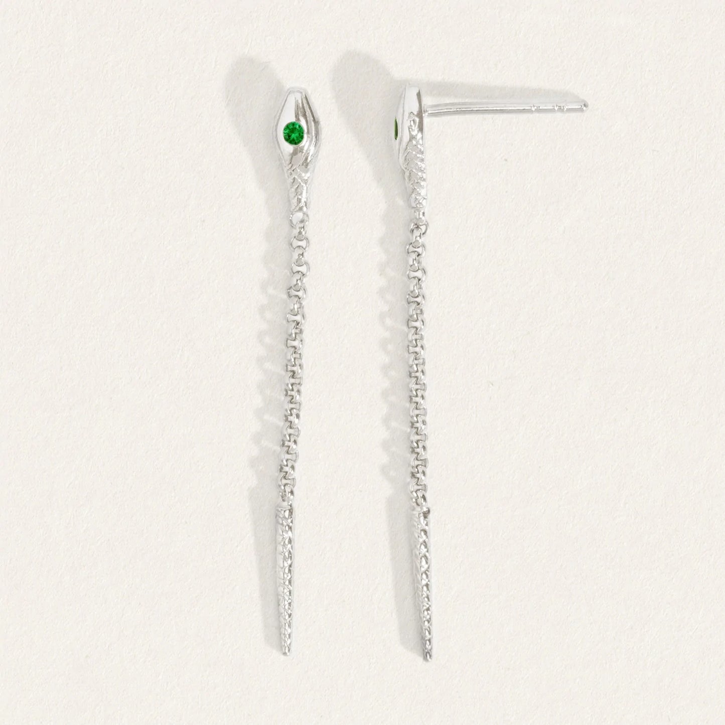 Temple Of The Sun - Althea Emerald Earrings - Silver