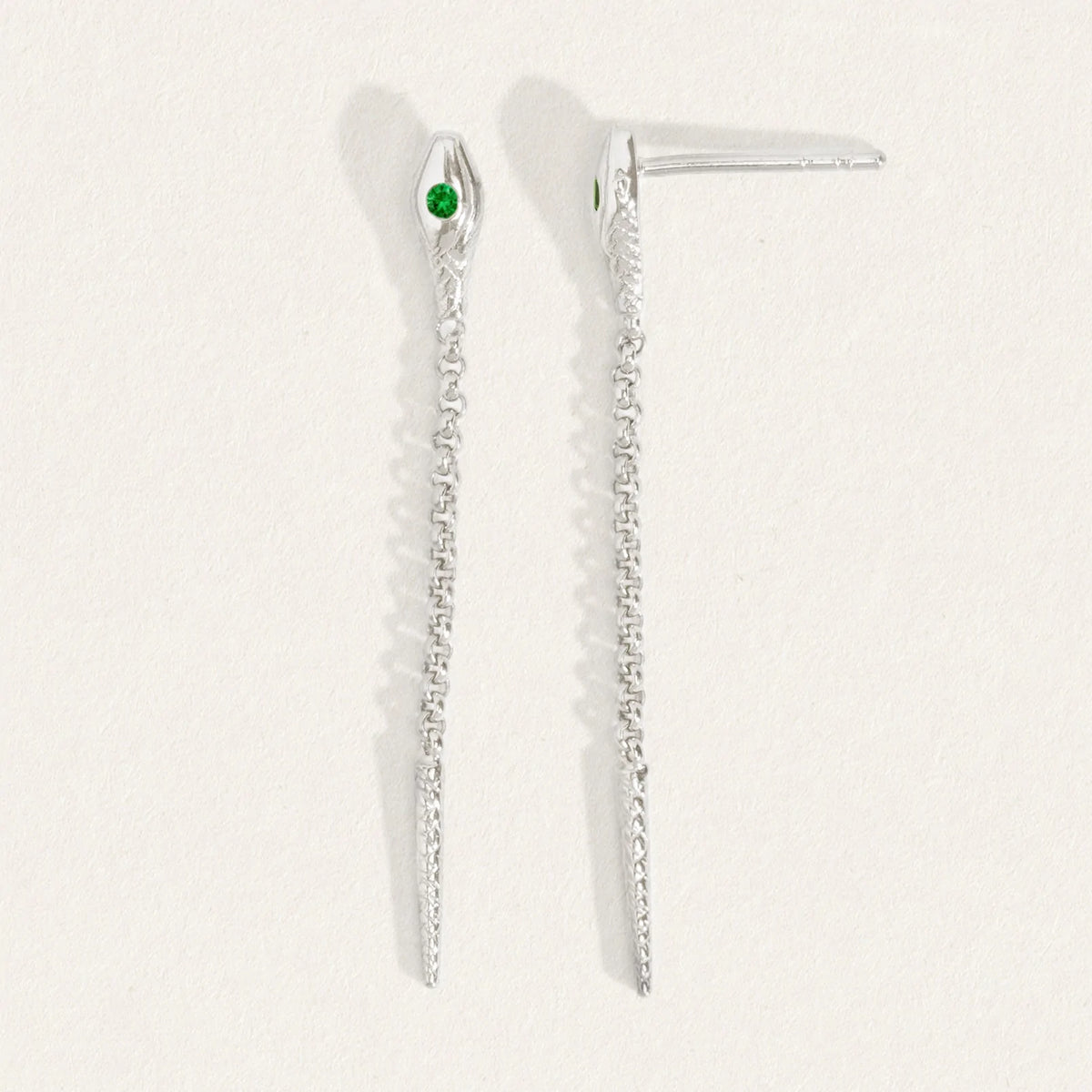 Temple Of The Sun - Althea Emerald Earrings - Silver