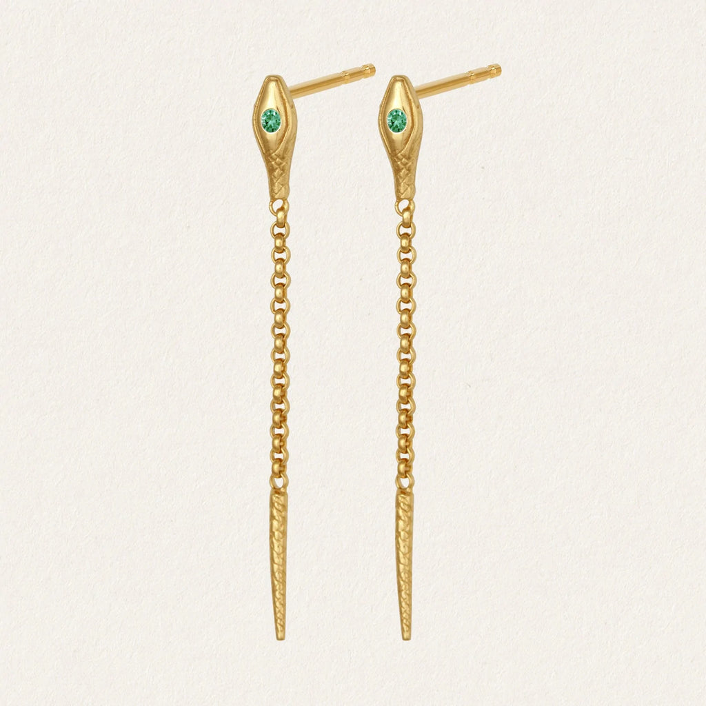 Temple Of The Sun - Althea Emerald Earrings - Gold