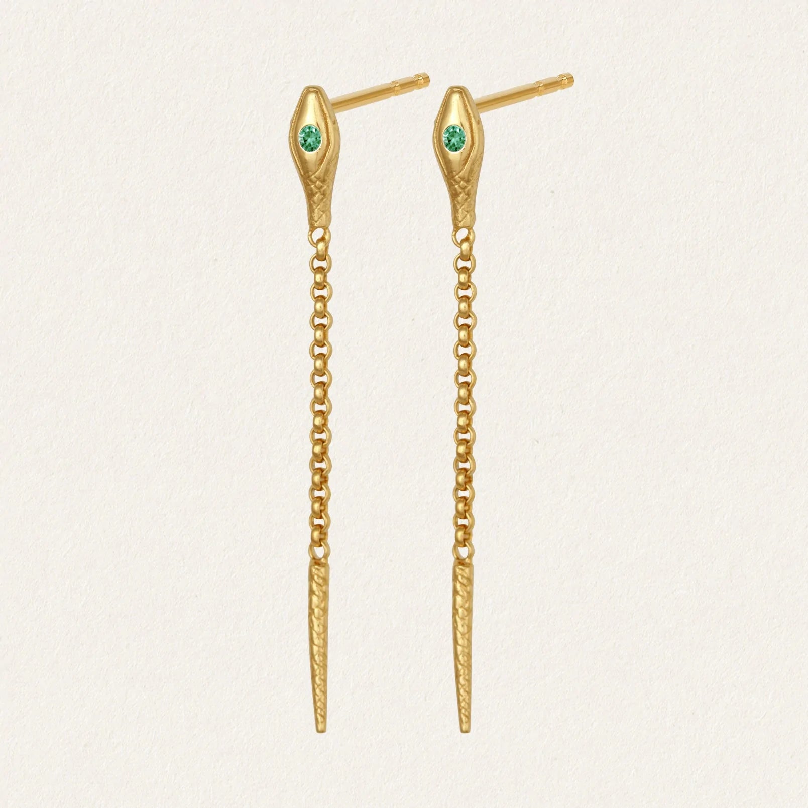Temple Of The Sun - Althea Emerald Earrings - Gold