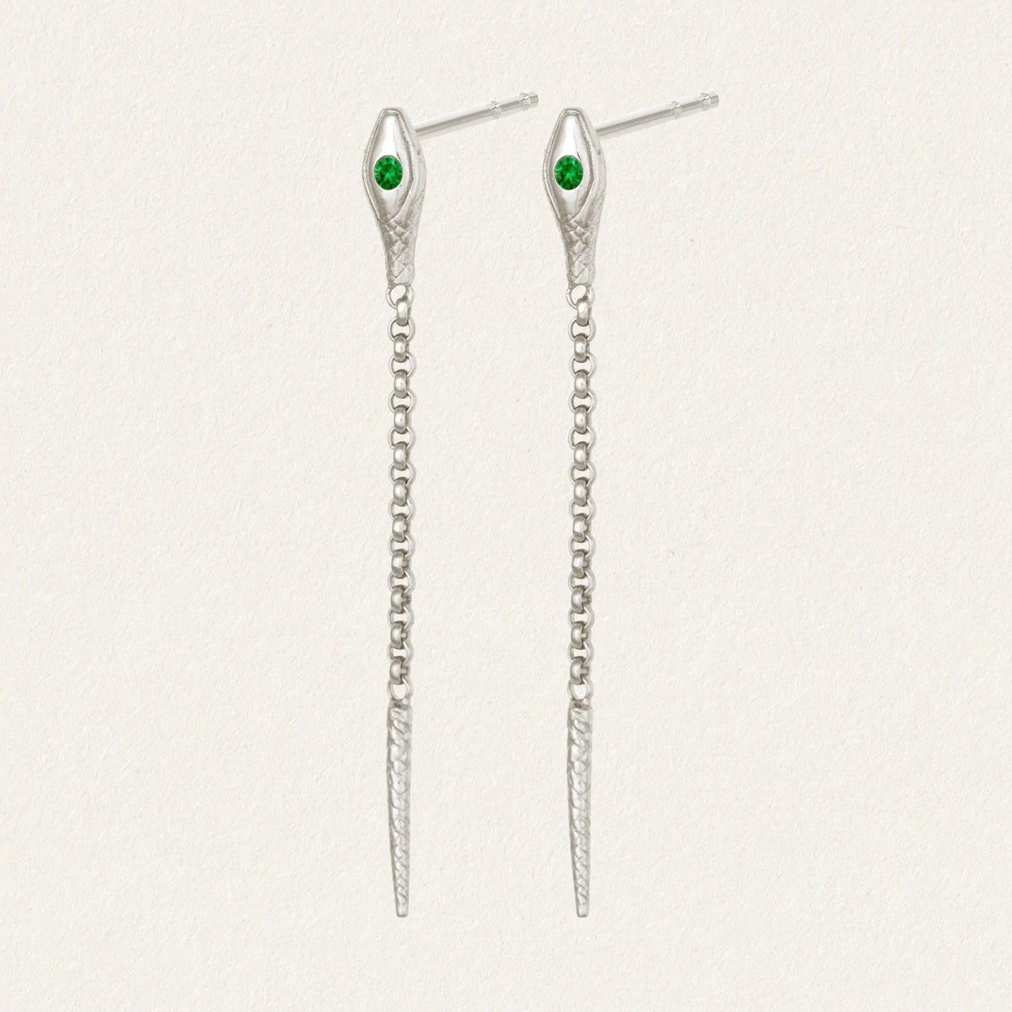 Temple Of The Sun - Althea Emerald Earrings - Silver