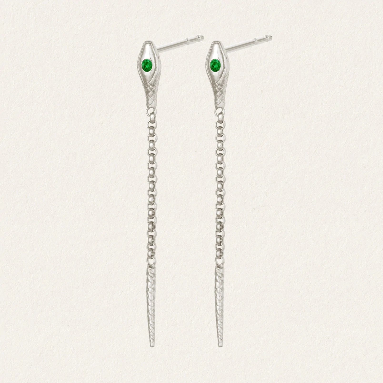 Temple Of The Sun - Althea Emerald Earrings - Silver