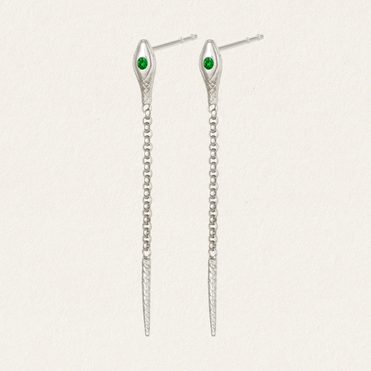 Temple Of The Sun - Althea Emerald Earrings - Silver