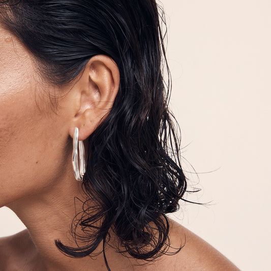 Temple Of The Sun- Kaolin Earrings - Silver