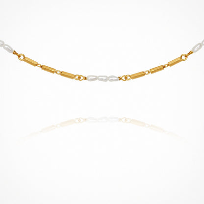 Temple Of The Sun - Riviera Necklace -  Pearl / Gold