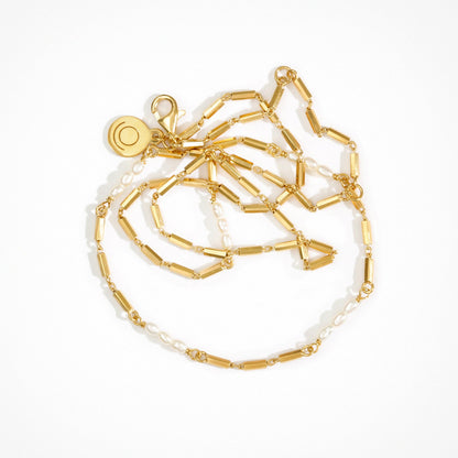 Temple Of The Sun - Riviera Necklace -  Pearl / Gold