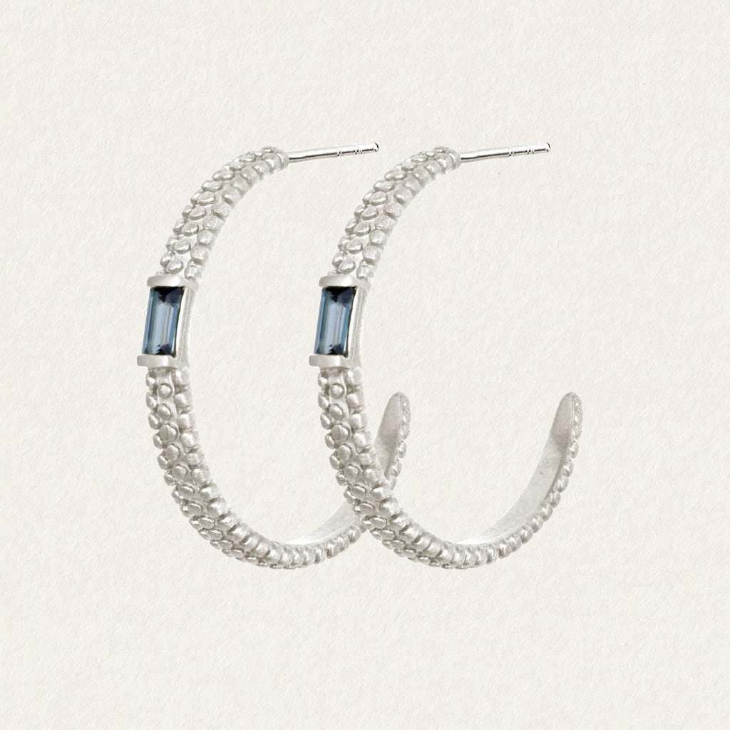 Temple Of The Sun - Vashti Topaz Hoops - Silver