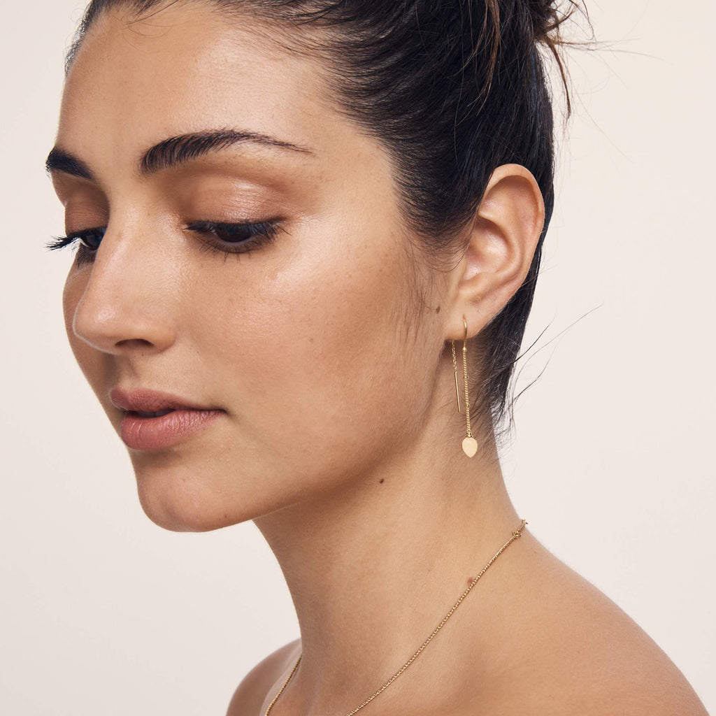 Temple Of The Sun - Hanging Lotus Earrings - Gold