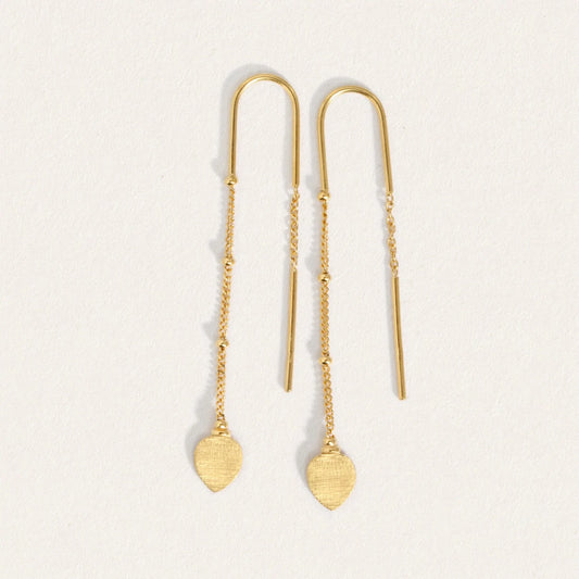 Temple Of The Sun - Hanging Lotus Earrings - Gold