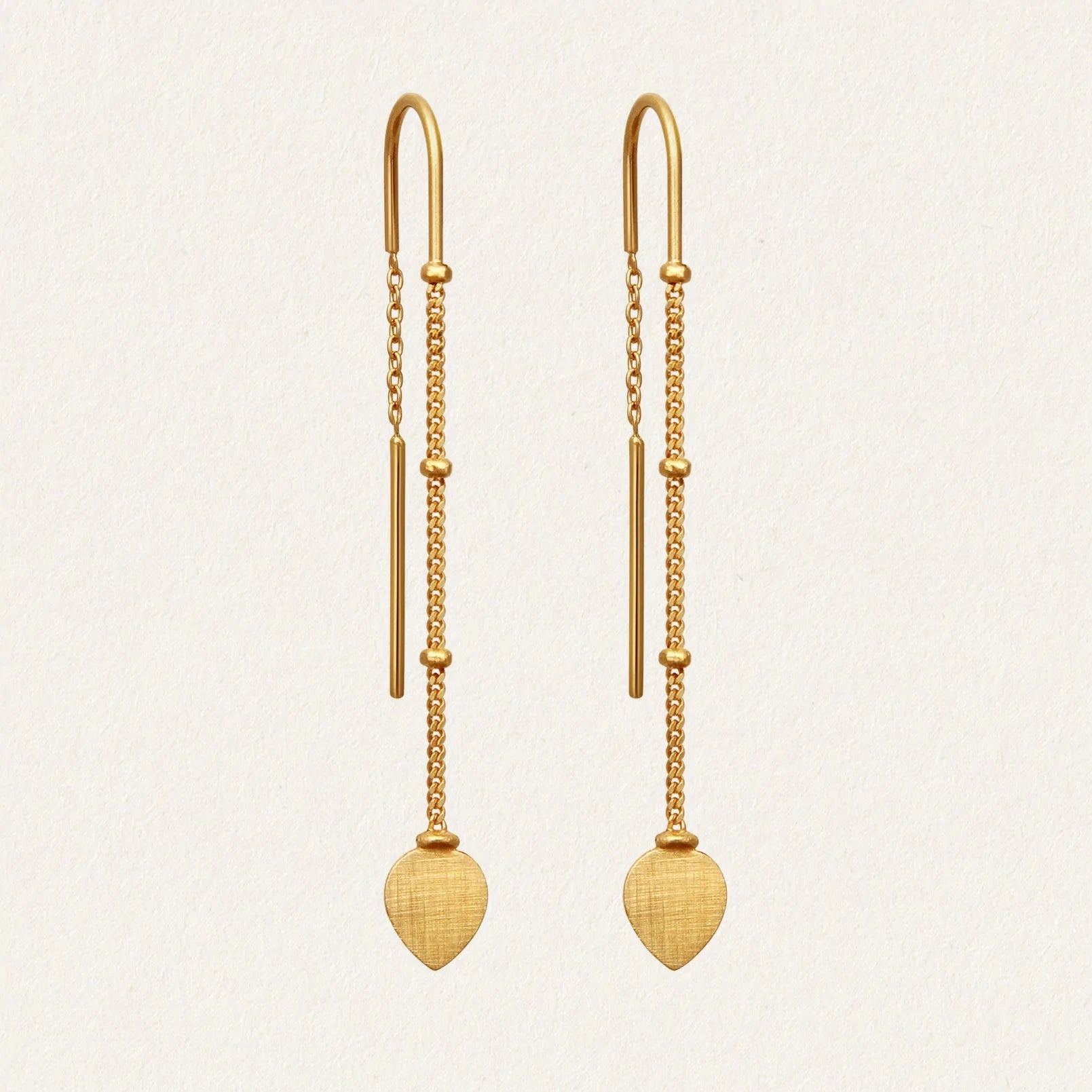 Temple Of The Sun - Hanging Lotus Earrings - Gold