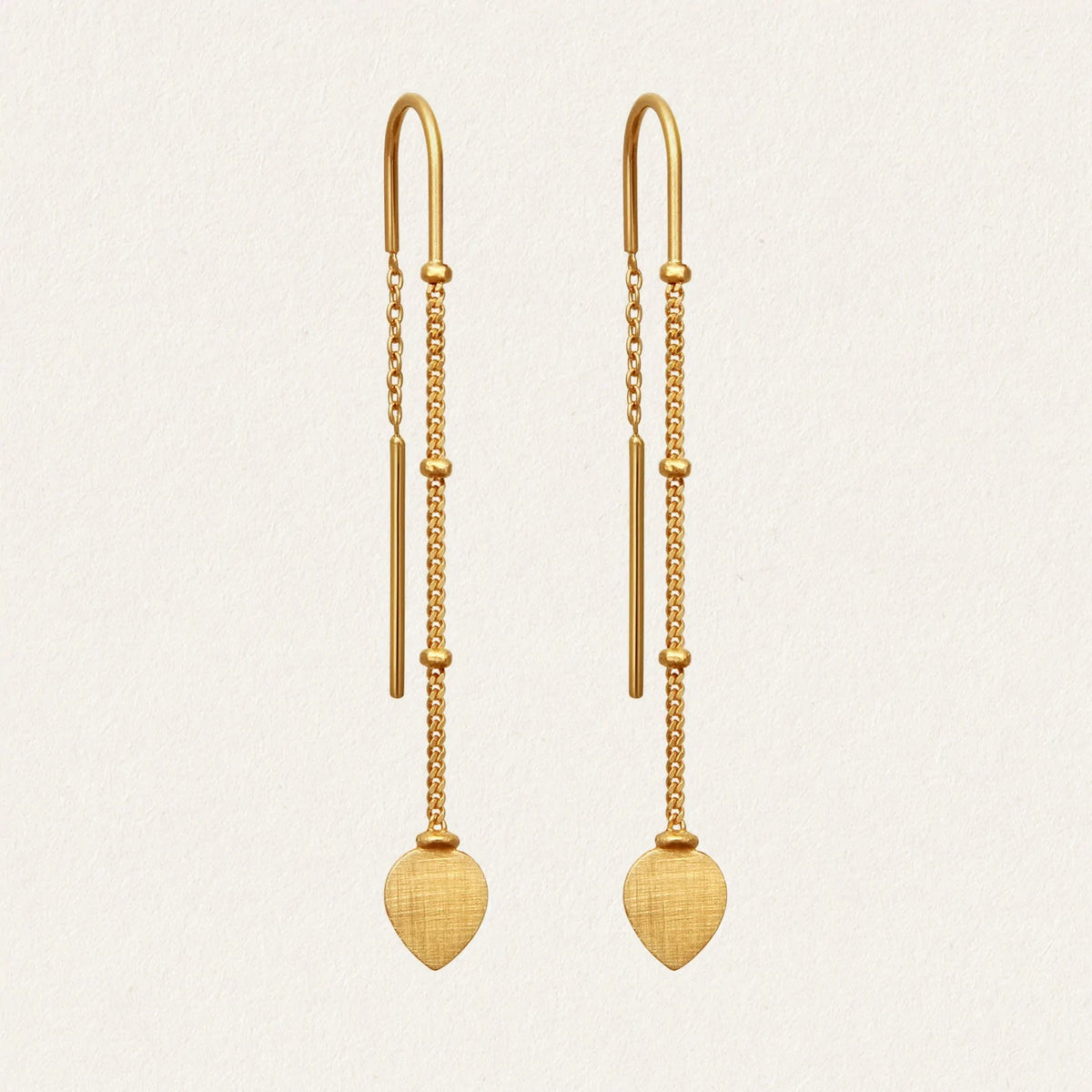 Temple Of The Sun - Hanging Lotus Earrings - Gold