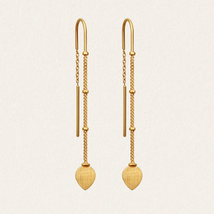 Temple Of The Sun - Hanging Lotus Earrings - Gold
